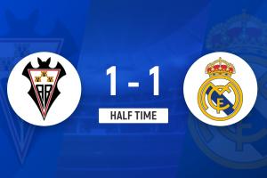 半场-皇马暂1-1阿尔瓦塞特 哈维·维拉头球破门马斯坦托诺扳平
